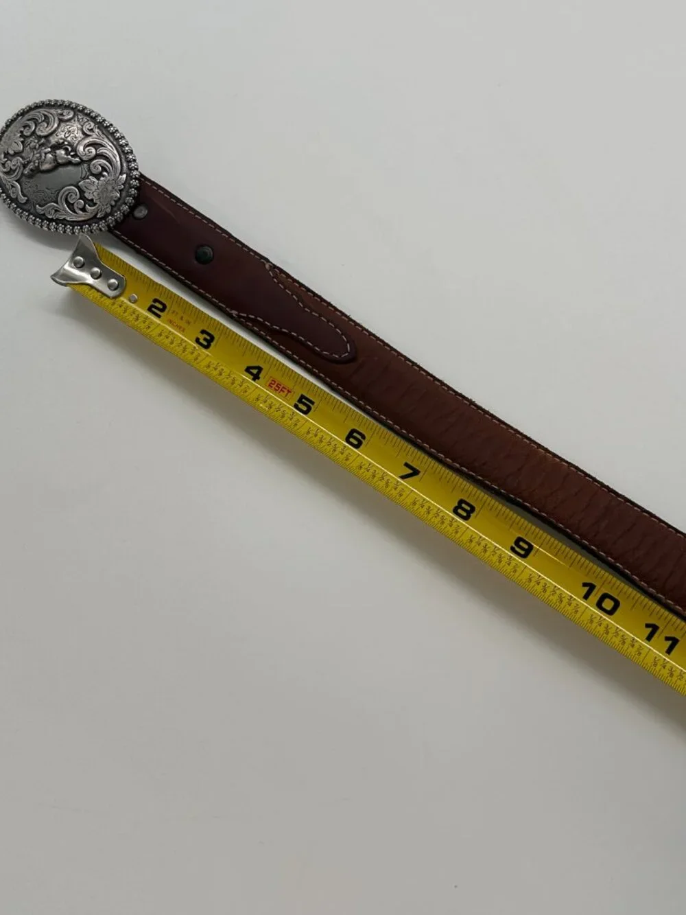 Nocona Brown Child  Western Leather Belt With Silver Tone Bronco Buckle Size 19